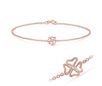 Clover Leaf Rose Gold Plated Silver Anklet ANK-109-RO-GP